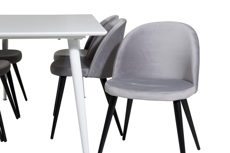 Polar spisebord 180 cm med 6 Velvet kjøkkenstoler i fløyel - Møbler - Bord - Spisegruppe