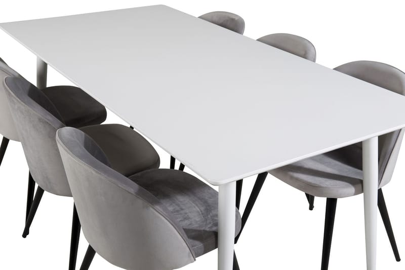 Polar spisebord 180 cm med 6 Velvet kjøkkenstoler i fløyel - Møbler - Bord - Spisegruppe