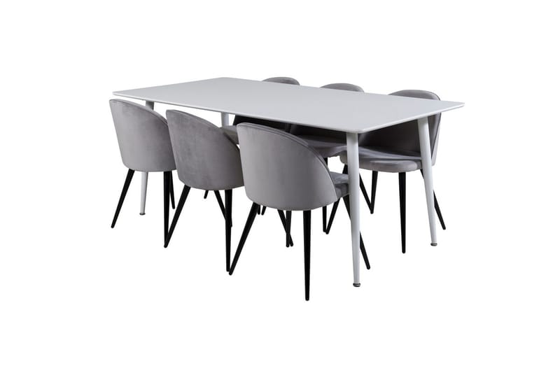 Polar spisebord 180 cm med 6 Velvet kjøkkenstoler i fløyel - Møbler - Bord - Spisegruppe