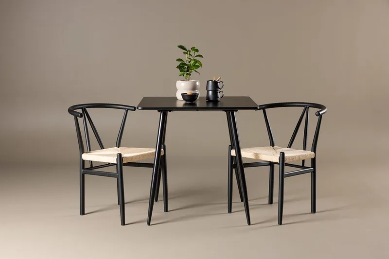Polar spisebord 75x75 cm med 2 Alfons armstoler