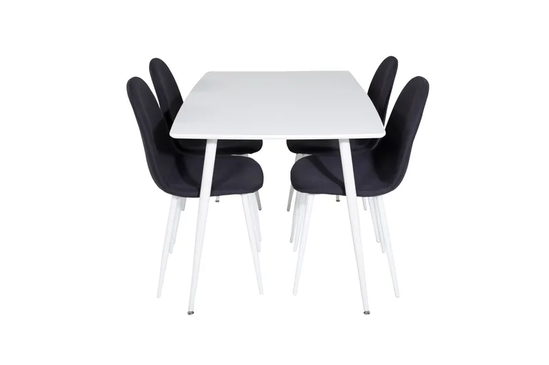 Polar Spisegruppe 120 cm Rektangulær med 4 Polar Stoler, Sort