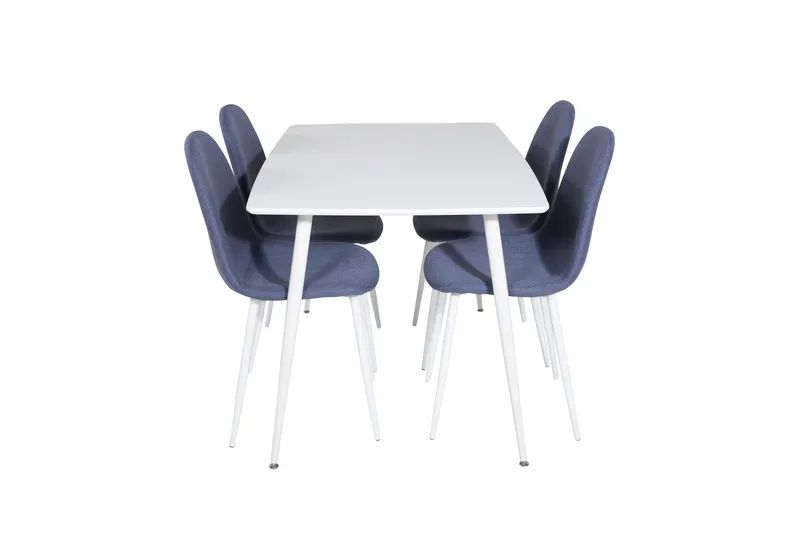 Polar Spisegruppe 120 cm Rektangulær med 4 Polar Stoler, Blå