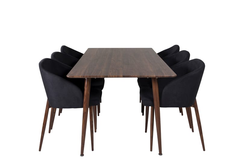 Polar Spisegruppe 180 cm Rektangulær med 6 Arch Stoler, Sort