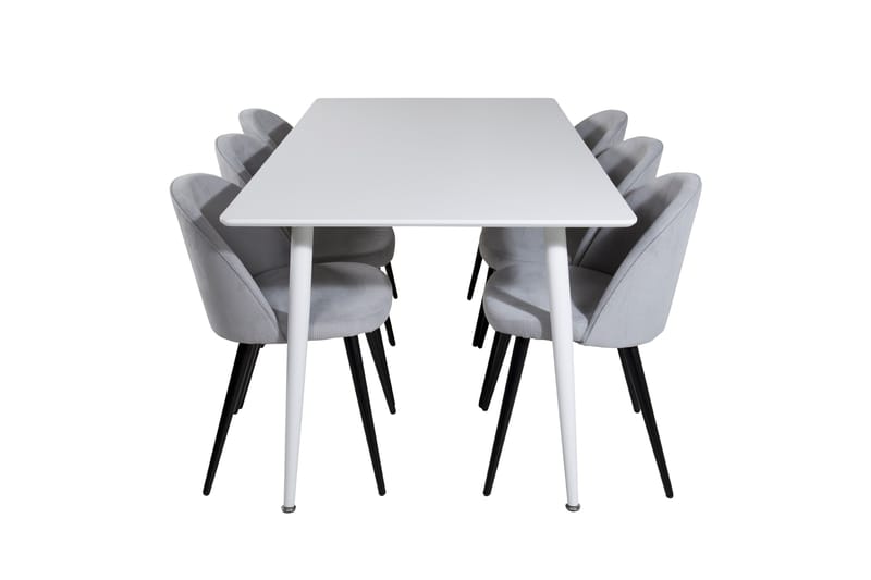 Polar Spisegruppe 180 cm Rektangulær med 6 Velvet Stoler, Sort