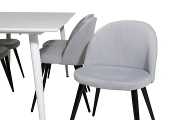 Polar Spisegruppe 180 cm Rektangulær med 6 Velvet Stoler - Sort - Møbler - Bord - Spisegruppe