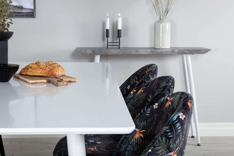 Polar Spisegruppe 180 cm Rektangulær med 6 Velvet Stoler - Sort - Møbler - Bord - Spisegruppe