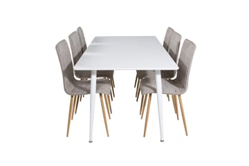 Polar Spisegruppe 180 cm Rektangulær med 6 Windu Lyx Stoler - Lys grå - Møbler - Bord - Spisegruppe