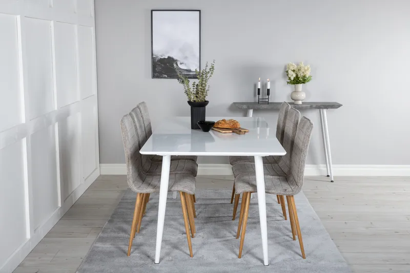 Polar Spisegruppe 180 cm Rektangulær med 6 Windu Lyx Stoler - Lys grå - Møbler - Bord - Spisegruppe