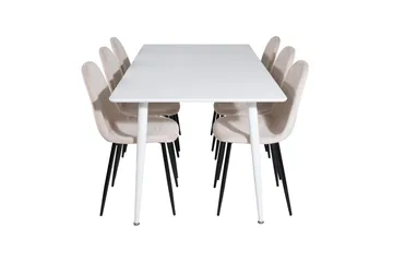 Polar Spisegruppe 180 cm Rektangulær med 6 Polar Stoler - Beige - Møbler - Bord - Spisegruppe