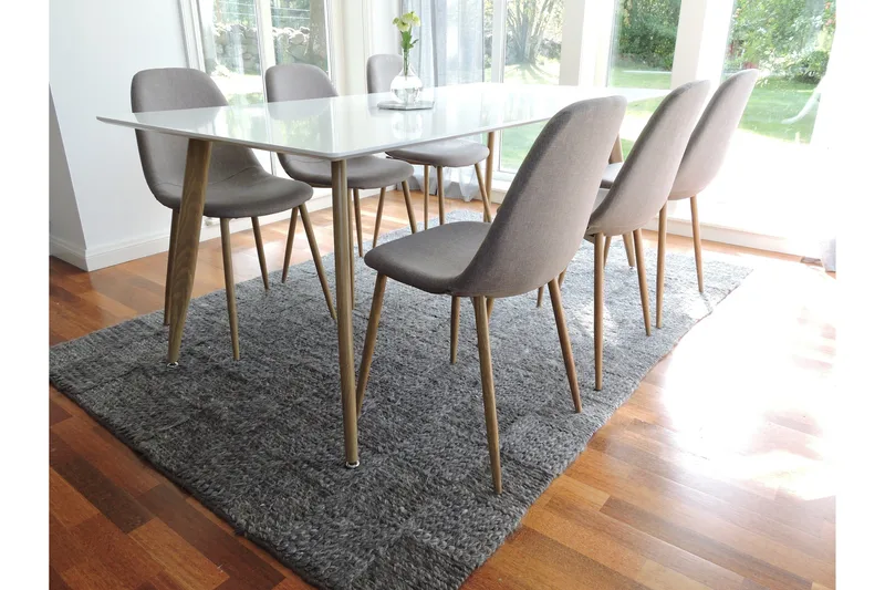 Polar Spisegruppe 180 cm Rektangulær med 6 Polar Stoler, Natur