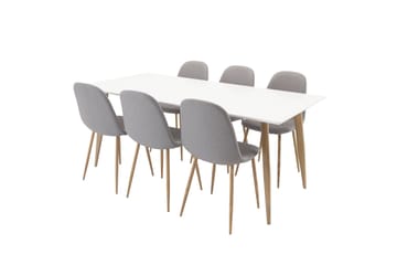 Polar Spisegruppe 180 cm Rektangulær med 6 Polar Stoler - Natur - Møbler - Bord - Spisegruppe