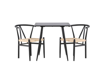 Polar Spisegruppe 75 cm Kvadratisk med 2 Alfons stoler - Sort/Sort - Møbler - Bord - Spisegruppe