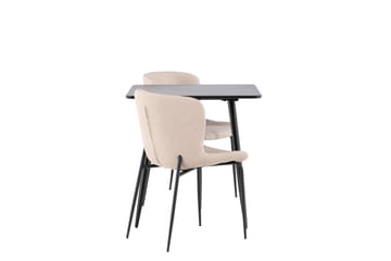 Polar Spisegruppe 75 cm Kvadratisk med 2 Modesto stoler - Sort/Beige - Møbler - Bord - Spisegruppe