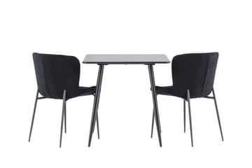 Polar Spisegruppe 75 cm Kvadratisk med 2 Modesto stoler - Sort/Sort - Møbler - Bord - Spisegruppe