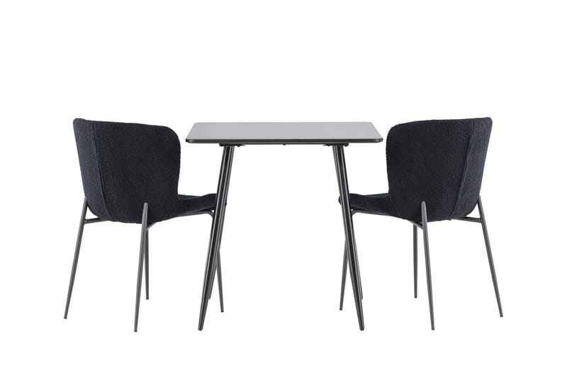 Polar Spisegruppe 75 cm Kvadratisk med 2 Modesto stoler - Sort/Sort - Møbler - Bord - Spisegruppe