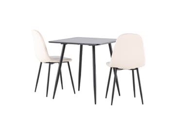 Polar Spisegruppe 75 cm Kvadratisk med 2 Polar stoler - Sort/Beige - Møbler - Bord - Spisegruppe