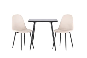 Polar Spisegruppe 75 cm Kvadratisk med 2 Polar stoler - Sort/Beige - Møbler - Bord - Spisegruppe