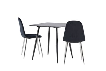 Polar Spisegruppe 75 cm Kvadratisk med 2 Polar stoler - Sort/Sort - Møbler - Bord - Spisegruppe