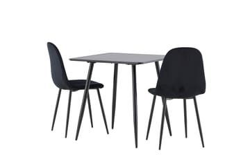Polar Spisegruppe 75 cm Kvadratisk med 2 Polar stoler - Sort/Sort - Møbler - Bord - Spisegruppe