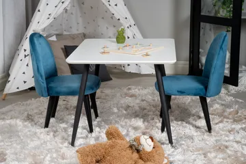 Polar Spisegruppe 80 cm Rektangulær med 2 Velvet Stoler - Sort - Møbler - Bord - Spisegruppe