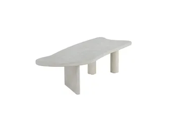 Polle Asymmetrisk Sofabord 160 cm med Steinplate - Grå - Møbler - Bord - Sofabord & salongbord