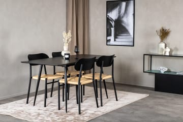 Polly Rektangulær Spisegruppe 120 cm med 4 Silar Spisestoler - svart/natur - Møbler - Bord - Spisegruppe