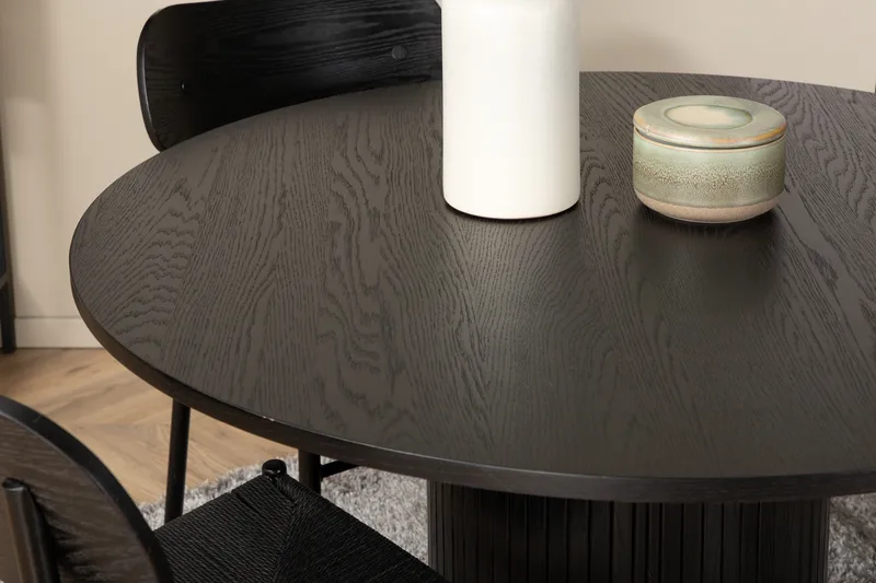 Polly Spisegruppe 110 cm Rund med 4 Polly-stoler, Sort