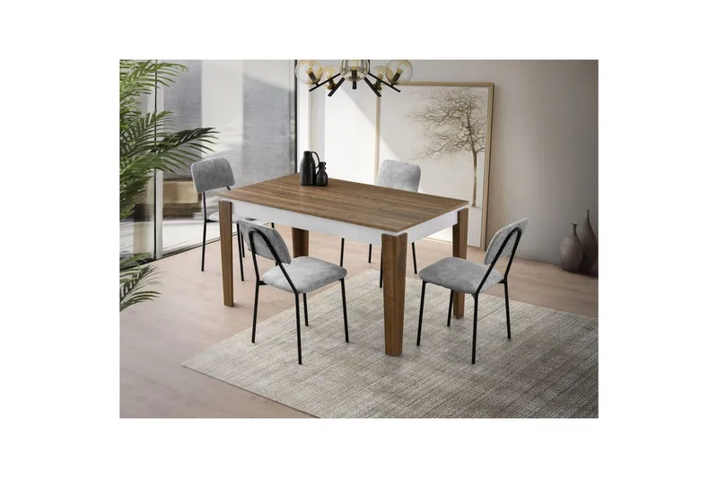 Pradera Spisebord 175 cm Rektangulær - Valnøtt/Hvit - Møbler - Bord - Spisebord & kjøkkenbord