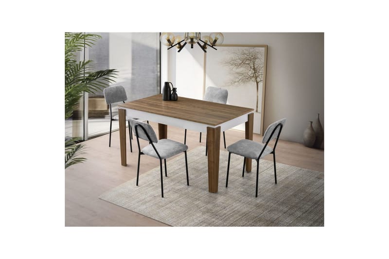 Pradera Spisebord 175 cm Rektangulær - Valnøtt/Hvit - Møbler - Bord - Spisebord & kjøkkenbord