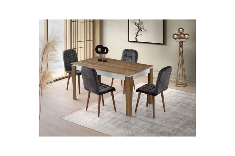 Pradera Spisebord 175 cm Rektangulær - Valnøtt/Hvit - Møbler - Bord - Spisebord & kjøkkenbord