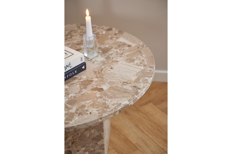 Prisa Rundt Sofabord i Marmorstein 80 cm - Beige - Møbler - Bord - Sofabord & salongbord