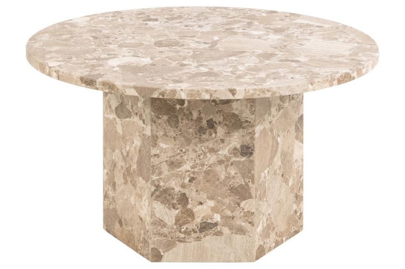 Prisa Rundt Sofabord i Marmorstein 80 cm, Beige