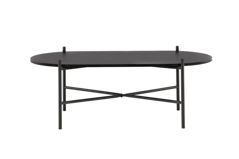 Pueblo 120 cm Ovalt Sofabord i Malt Tre - Sort - Møbler - Bord - Sofabord & salongbord