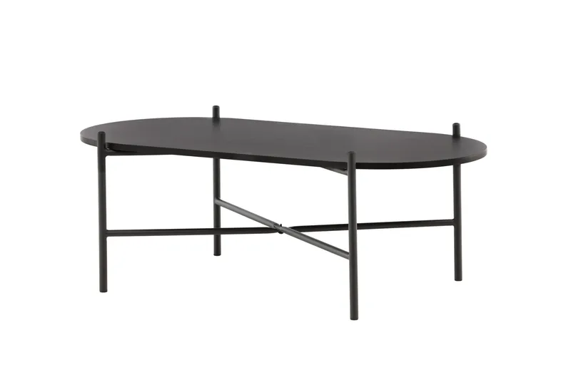 Pueblo 120 cm Ovalt Sofabord i Malt Tre - Sort - Møbler - Bord - Sofabord & salongbord