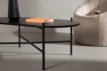 Pueblo 120 cm Ovalt Sofabord i Malt Tre - Sort - Møbler - Bord - Sofabord & salongbord
