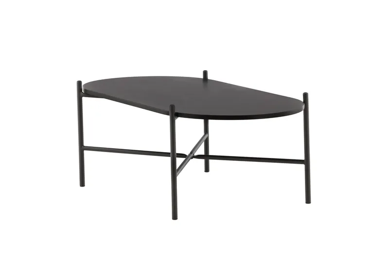 Pueblo 120 cm Ovalt Sofabord i Malt Tre - Sort - Møbler - Bord - Sofabord & salongbord