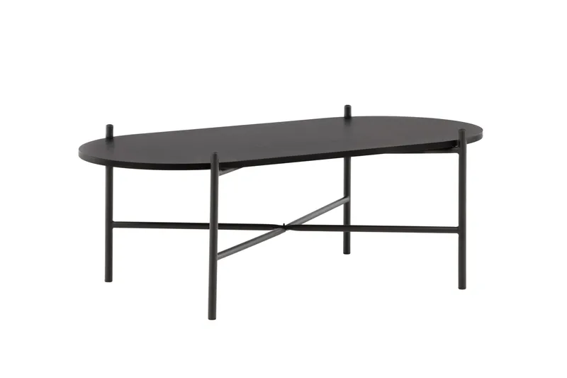 Pueblo 120 cm Ovalt Sofabord i Malt Tre - Sort - Møbler - Bord - Sofabord & salongbord
