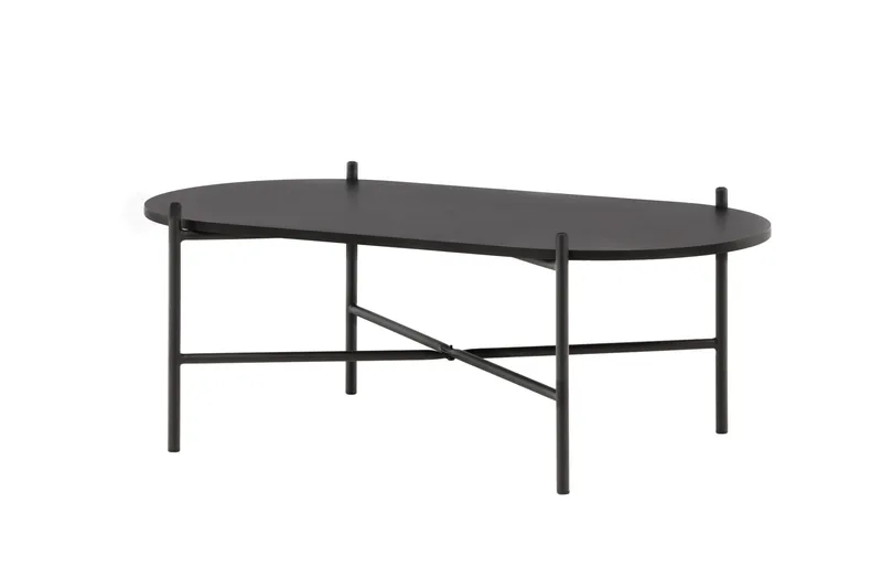 Pueblo 120 cm Ovalt Sofabord i Malt Tre - Svart - Møbler - Bord - Sofabord & salongbord
