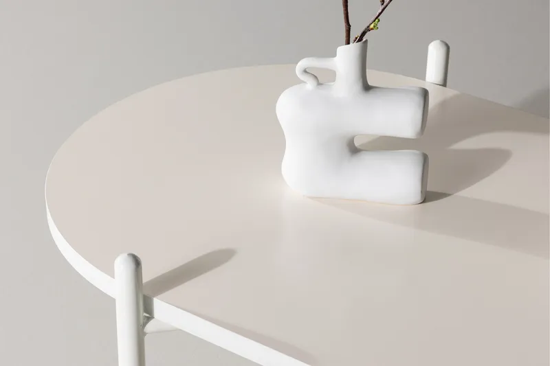 Pueblo 65,5 cm Ovalt Sofabord i Lyst Tre - Hvit - Møbler - Bord - Sofabord & salongbord