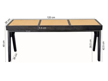 Ralvik benk 120 cm i rotting og massivt akasietre - svart rotting - Møbler - Bord - Spisebord & kjøkkenbord