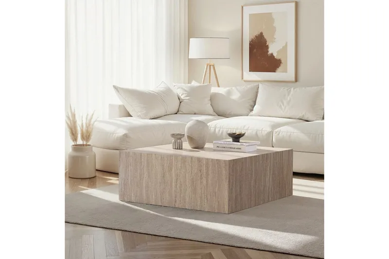 Rambabu Sofabord 90 cm - Gul/Brun - Møbler - Bord - Sofabord & salongbord