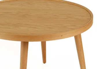 Ranvik 80 cm Rundt Sofabord med Hevet Kant i Eik - Brun - Møbler - Bord - Sofabord & salongbord