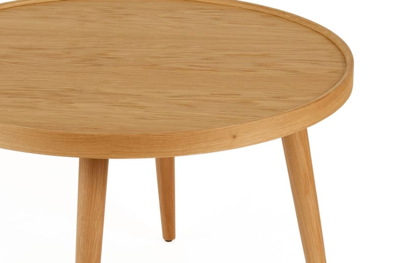 Ranvik 80 cm Rundt Sofabord med Hevet Kant i Eik - Brun - Møbler - Bord - Sofabord & salongbord