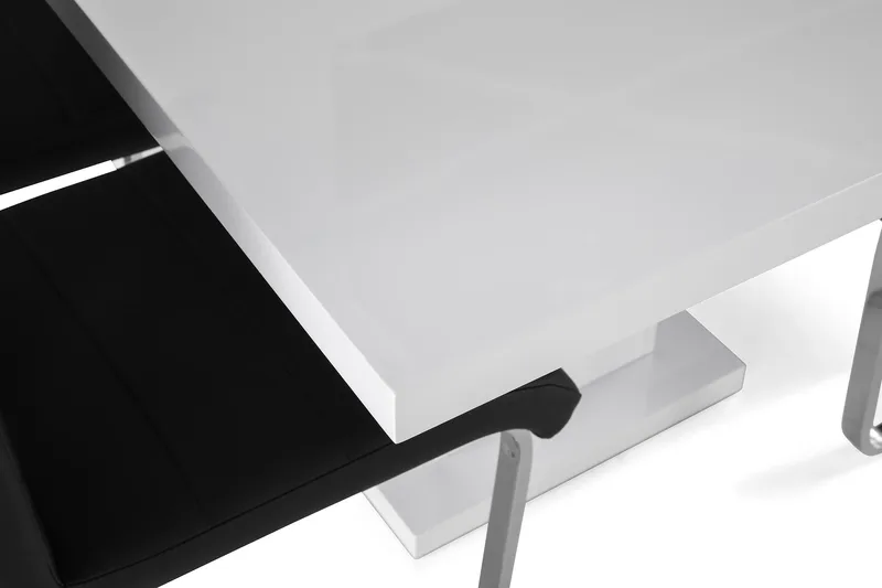 Ratliff Spisegruppe 180 cm + 6 Stoler Utvidbart med Tilleggsplate - Hvit/Svart PU/Krom - Møbler - Bord - Spisegruppe