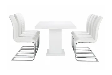 Ratliff Spisegruppe 180 cm + 8 Sorado Stoler - Hvit/Krom - Møbler - Bord - Spisegruppe