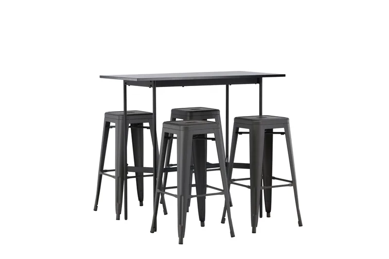 Rax Spisegruppe 120 cm Rektangulær med 4 Adesto Stoler - Sort - Møbler - Bord - Spisegruppe