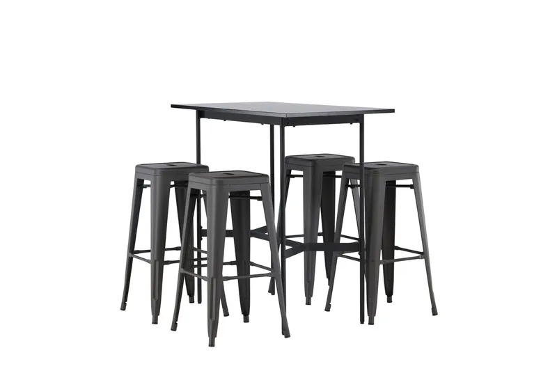 Rax Spisegruppe 120 cm Rektangulær med 4 Adesto Stoler - Sort - Møbler - Bord - Spisegruppe