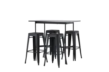 Rax Spisegruppe 120 cm Rektangulær med 4 Adesto Stoler - Sort - Møbler - Bord - Spisegruppe