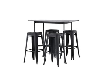 Rax Spisegruppe 120 cm Rektangulær med 4 Adesto Stoler - Sort - Møbler - Bord - Spisegruppe