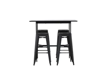 Rax Spisegruppe 120 cm Rektangulær med 4 Adesto Stoler - Sort - Møbler - Bord - Spisegruppe